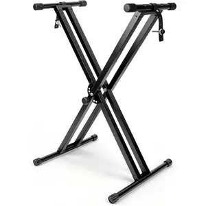 Double-X Keyboard Stand,7 Adjustable Heights Piano Stand with Locking Straps, Heavy Duty Piano Keyboard Stand Fits for 54,61,88 Key Digital Pianos
