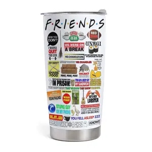 Friends Themed Tumbler, Central Perk Style Inspired Tumbler, Nostalgia TV Theme Gift, 20oz Stainless Steel Insulated Cup, Gift for Him or Her