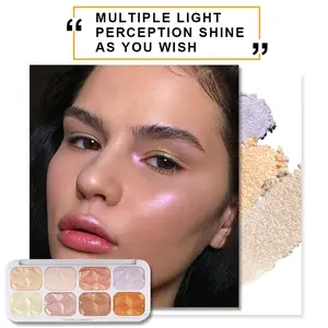 8-color highlight powder compact set, suitable for facial highlight and brightening products. Flash powder contour compact, highlight powder compact set, long-lasting flash powder makeup highlight powder