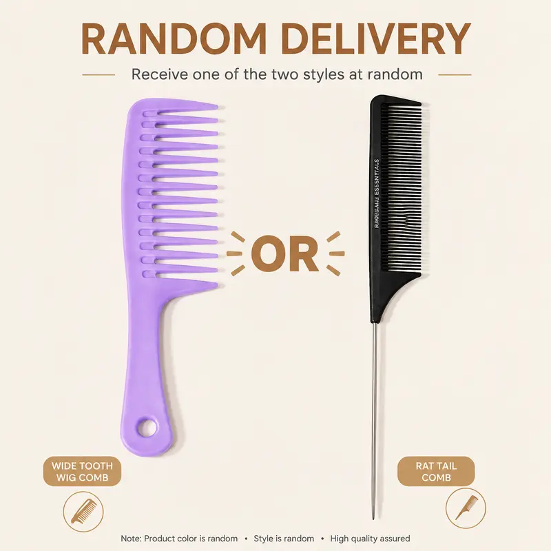 Rat Tail or Wide Tooth Comb | Randomly Sent | Perfect for Wigs & Hair Styling | Durable, Easy-to-Use Hair Tools