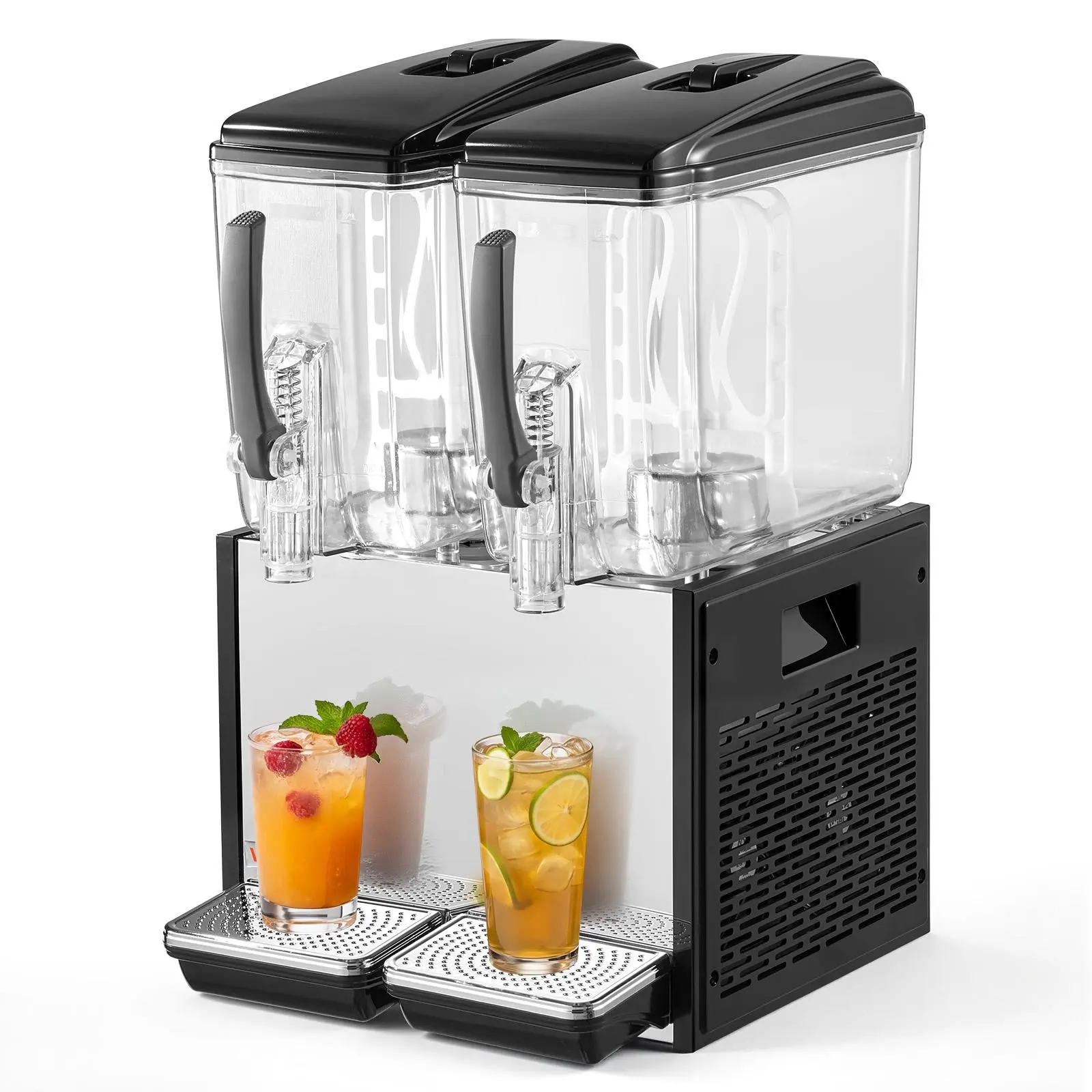 VEVOR Commercial Cold Drink Dispenser - 2 Tanks (12L/12.7QT Each), Stainless Steel Corded Unit with 45℉-54℉ Cooling, Commercial Look for Restaurants, Juice/Ice Tea Machine, Cold Drink Disp.