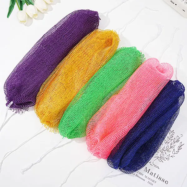 African Net Sponge 5-Pack, Long Exfoliating Body Back Scrubber for Whole Body Deep Cleansing with 3-Dimensional Knitting for Versatile Use, Body Loofah