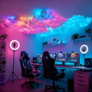 Large 3D Thundercloud Lamp with Music-Sync LED String Lights, DIY Moldable Shape, RGB Dynamic Lightning Effect USB-Powered Cloud Light for Bedroom, TV Background, Wall/Ceiling Night Light, Perfect Dreamy Ambiance for Live Streaming, Festivals Home Decor