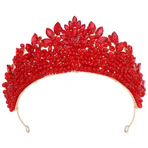Bridal Crown Jewelry Prom Performance Dress Accessories Luxurious Alloy Crystal Beaded Crown H1544 15.5cm*7.5cm Quality Rhinestones Exquisite Craftsmanship