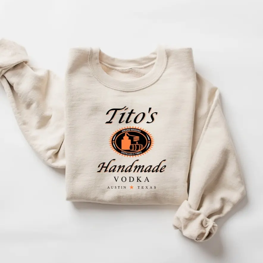 Tito Crewneck Sweatshirt, TITO'S Handmade Vodka Sweatshirt, Austin Texas Label Sweater, Vodka Alcohol Sweatshirt, Tito's Fan Gift, Texan Tee