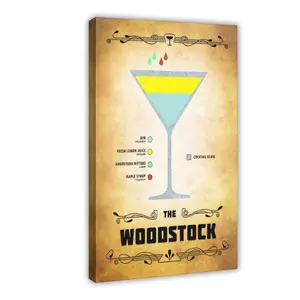 Woodstock Cocktail Vintage Classic Canvas Poster Wall Art for Home Bedroom Office Dorm Room Decor