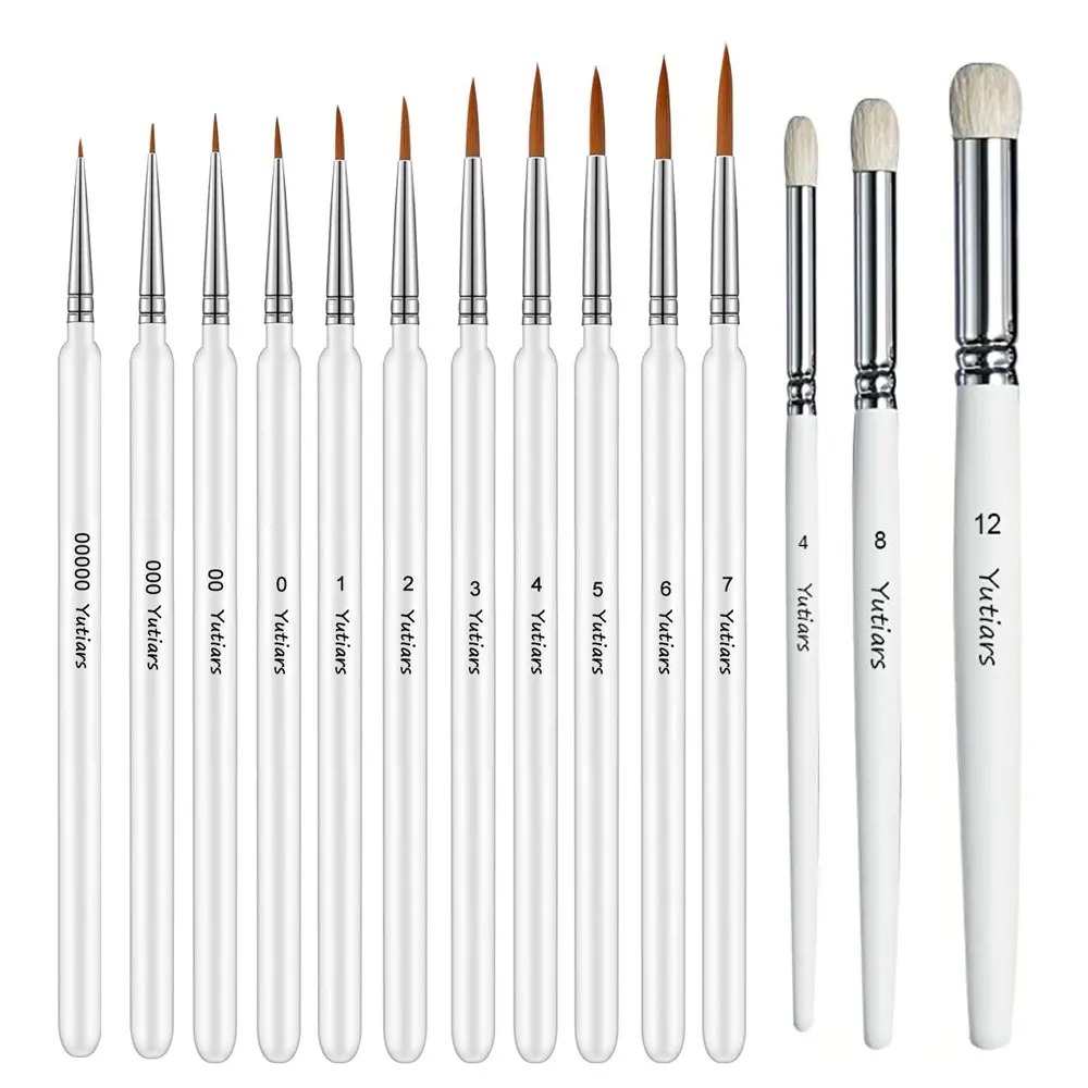 3/6/11/14Pcs Miniature Detail Paint Brushes Wood Handle Drybrush Set Artist Supplies for Acrylics Watercolor Citadel Vallejo DND Model Art Craft Beginners Pros