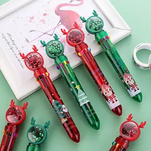 Set of 5 Christmas Series Ballpoint Pens, Reindeer & Tree Designs, 10 Colors Available, Perfect Holiday Gift Idea, Rollerball Pen Set