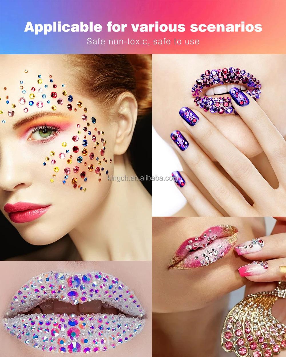 US Warehouses 15pcs in Box Resin Rhinestones for Cloth Holiday Nails Face Hair Tumbler  Different Sizes Resin Rhinestones