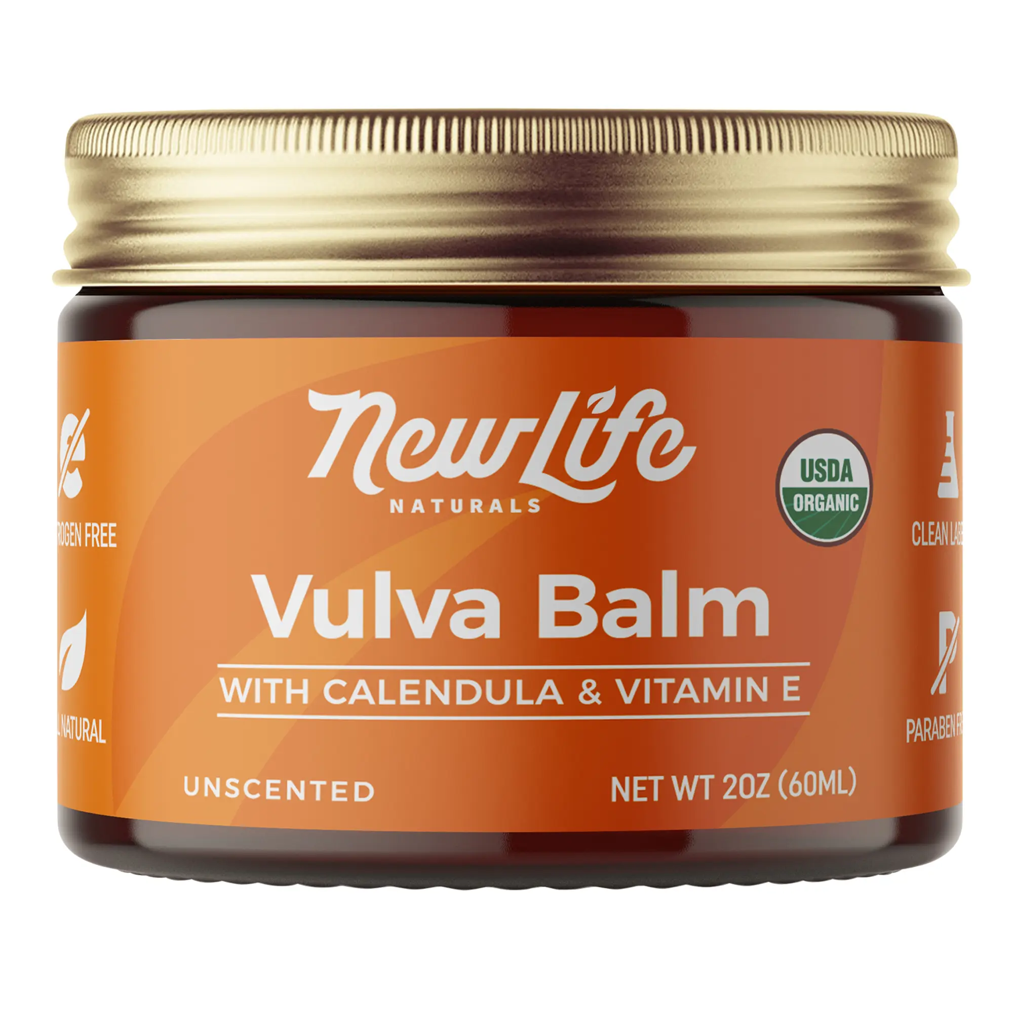 Certified Organic Vulva Moisturizer Balm with Calendula- Menopause Support -2 OZ