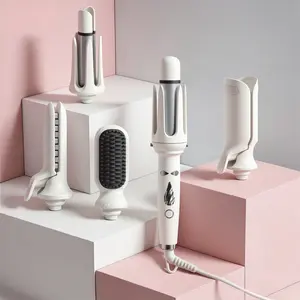 Luxury 5-in-1 Auto Rotating Curling Iron Kit with Negative Ion Care for Curls, Waves & Straight Hair