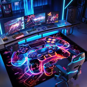 Game Controller Pattern Glow in The Dark Carpet, Multipurpose Creative Design Soft Floor Mat, print rug, Decorative Area Rug for Home Living Room Bedroom