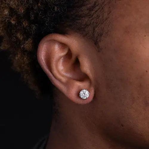 6mm Stud Earrings Lab Created Diamond Earrings for Women & Men, , 925 Sterling Silver, 14K White Gold Plated, Hypoallergenic Solitaire Studs Jewelry Gift cz color vvs1 clarity