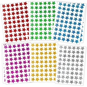 1620 Pack 6 Colors Holographic Small Star Stickers for Kids Reward Behavior Chart School Classroom Student Teacher Supplies 0.6" Diameter