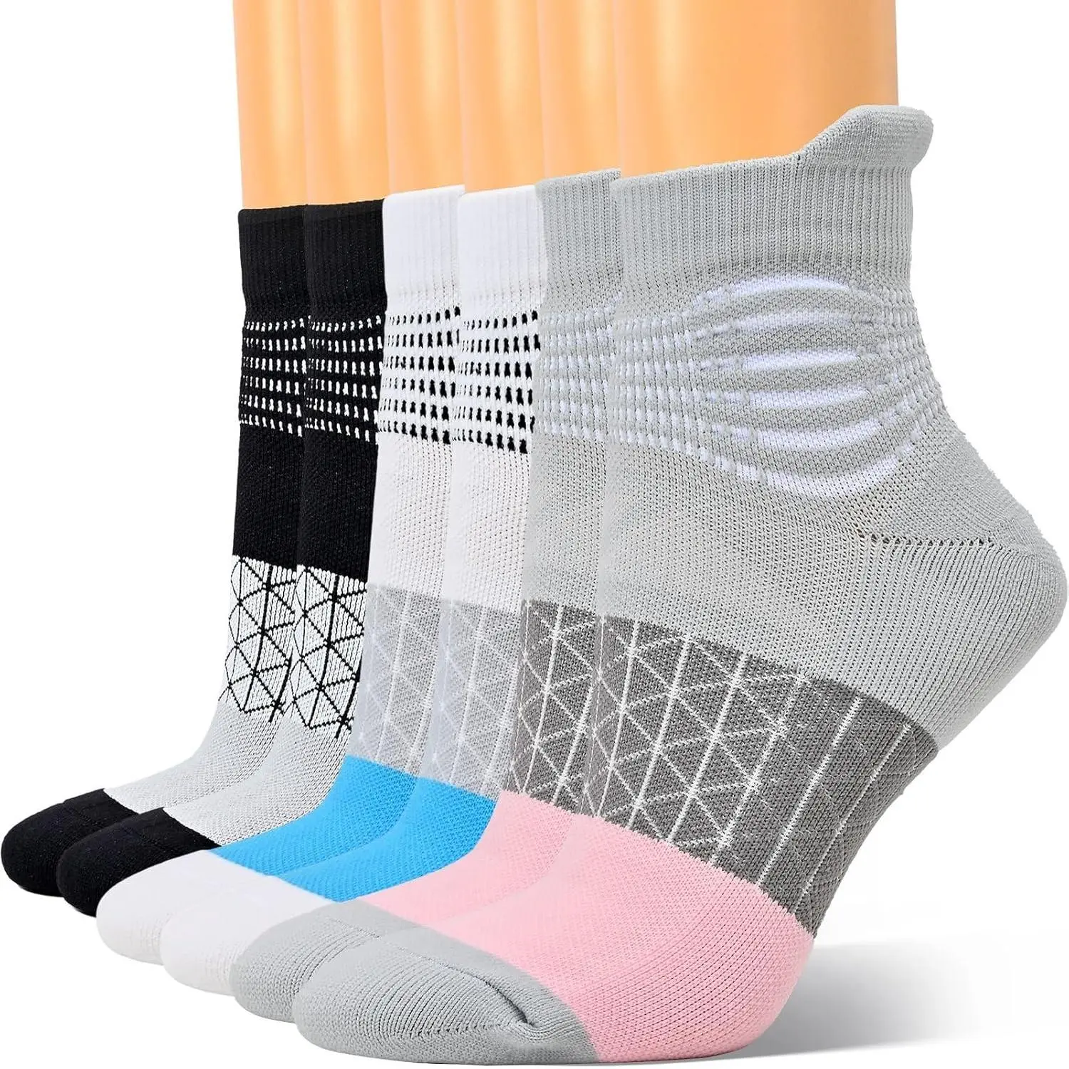 Women's Breathable Compression Ankle Support Socks, Coolmax Wicking, Cushioned, for Athletic Use & Plantar Fasciitis Relief (3/4/6 Pairs), Breathable Compression Socks, Workout Socks