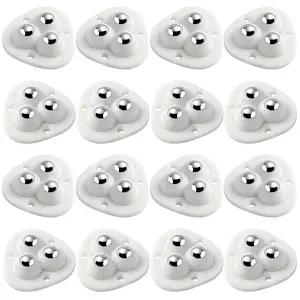 16Counts Mini Caster Wheels 360 Degree Quiet Small Swivel Wheels with 2 Steel Balls Self Adhesive/Drilling Rotation Pulley Universal Bearing Ball Transfer Wheels
