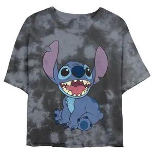 Junior's Women Lilo & Stitch Sitting Happily Crop T-Shirt