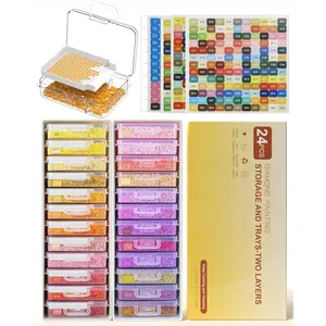 24pcs Diamond Painting Storage Containers Trays with Double Layers, 3-in-1 Diamond Painting Trays with Lids, Diamond Art Accessories, Diamond Art Drills Storage & Line-Up