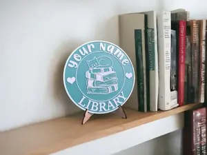 Personalized Library Sign, Custom Book Decor, Color 3D Printed Bookish, Bookshelf Sign for Book Nook with Stand, Book Lover Gift, Reader Gift, Reading Lover Gift