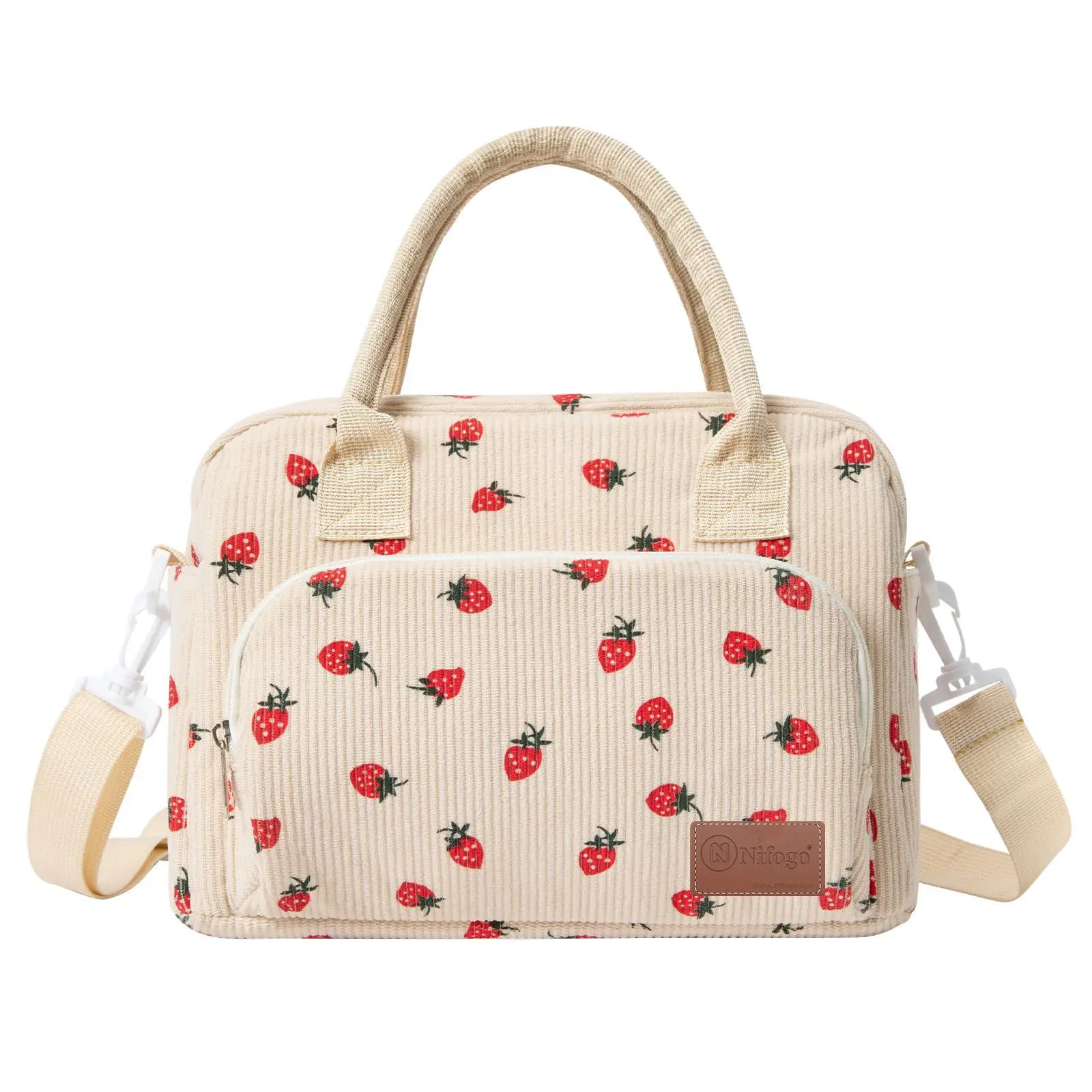 Lunch Box for Women Insulated Lunch Bag Cute Corduroy Lunch Tote Bags Lightweight Reusable Leakproof Cooler Bag with Adjustable Shoulder Strap for Work Office Travel Picnic (Checkered)