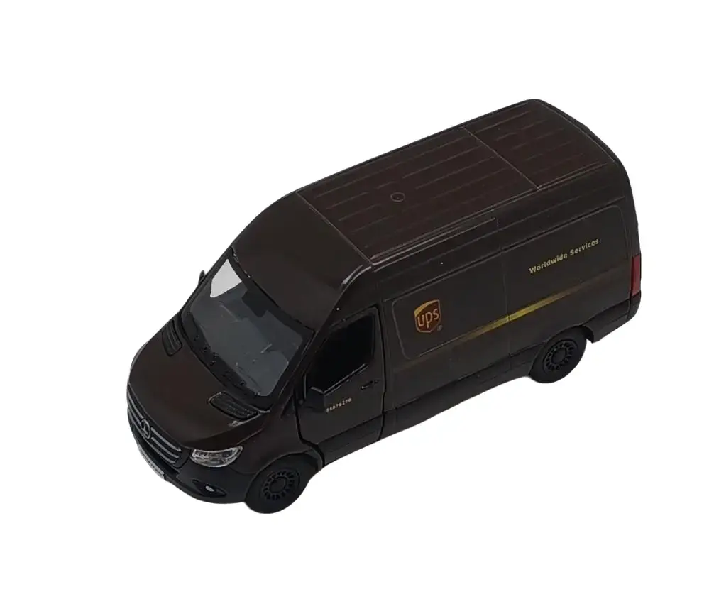 5" Sprinter Delivery Van UPS Brown 1:48 Scale Doors Open and Close Rubber Tires