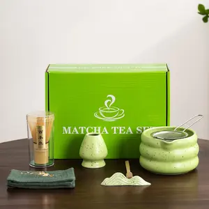7Pcs Japanese Matcha Tea Set, Matcha Kit with Matcha Bowl (with Pouring Spout), Matcha Whisk, Whisk Holder, Strainer - Elegant Matcha Set for Gifting and Personal Use, Gift Box Packaging