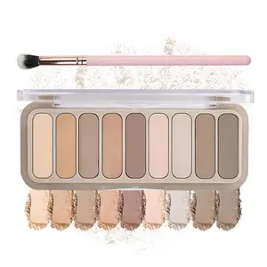 9 Colors Matte Naked Eyeshadow Palette Natural Nude Shimmer Glitter Eyeshadow Palette Ultra-Blendable Highly Pigmented Eye Shadow Makeup Palette with Brush-01 Peach Style