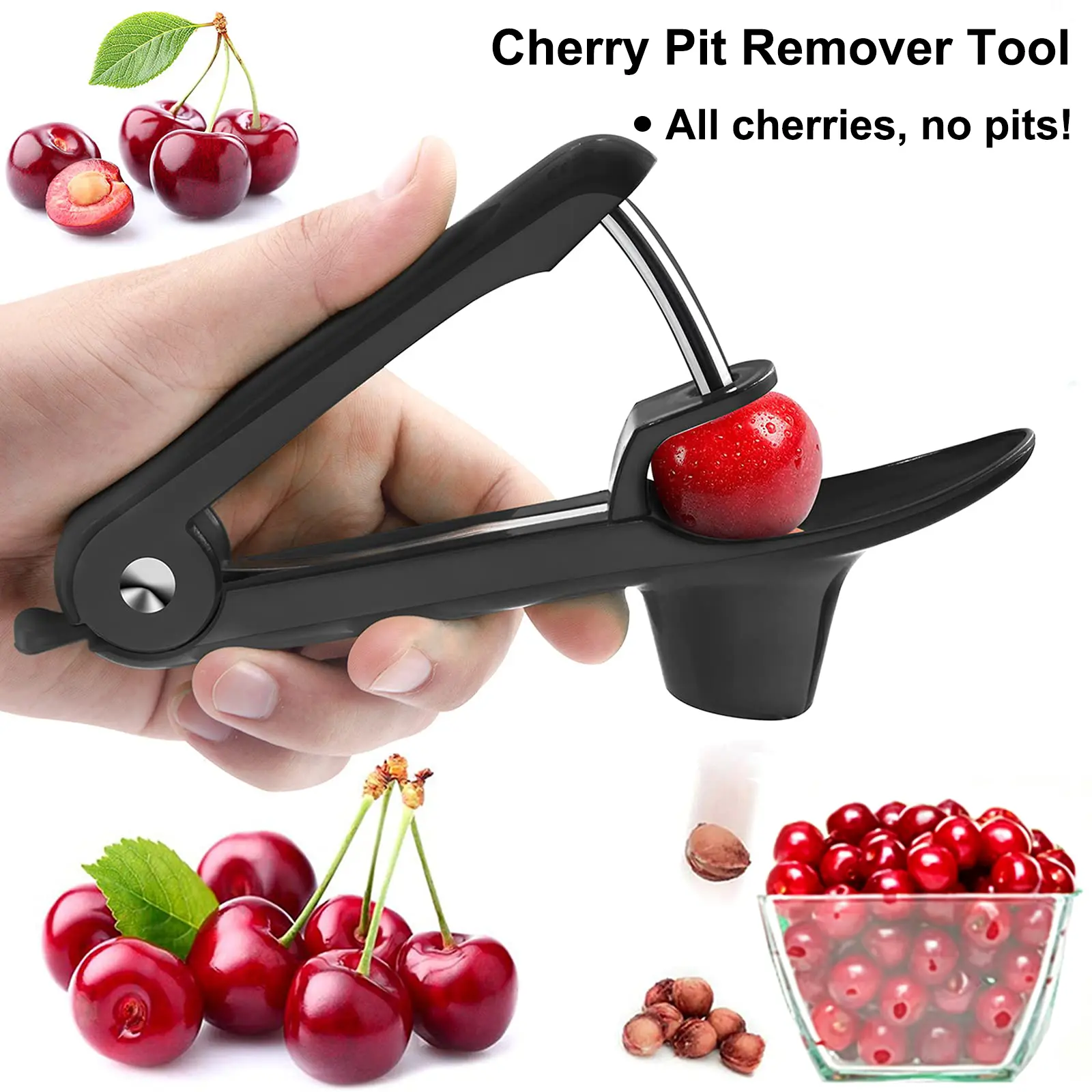 Cherry Pitter Tool, Handheld Cherry Pit Remover, Stainless Steel Corer for Cherries, Olives, Portable Fruit Seed Remover Kitchen Gadget