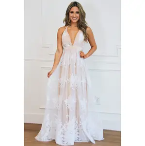 Here Comes the Bride Maxi Dress: White/Nude