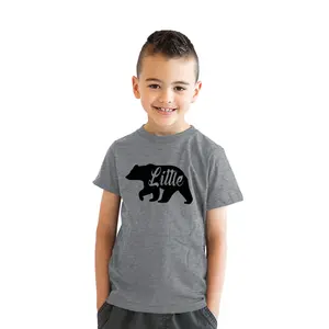 Youth Little Bear Cute Gift for Children Brother Funny Novelty Family T shirt Funny T Shirts Funny Animal Short Sleeve Novelty Tees for Kids Light Grey