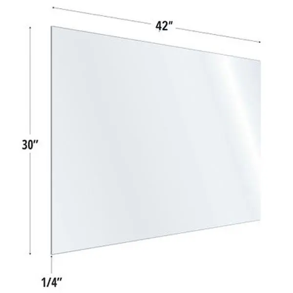 OfficeSource SafeGuard Barrier Collection Clear Acrylic Screen with Square Edges - 42''W x 30''H