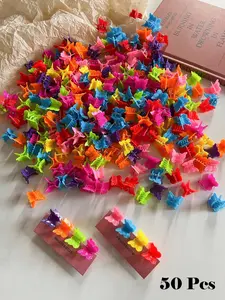 Random Color Butterfly Design Mini Hair Claws, Cute Colorful Hair Claws, Fashion Hair Accessories for Women & Girls, Mini Size