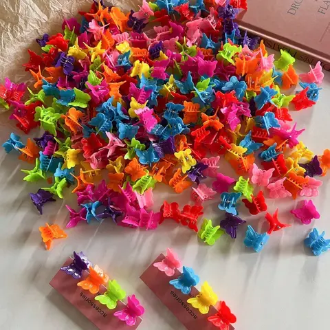 Random Color Butterfly Design Mini Hair Claws, Cute Colorful Hair Claws, Fashion Hair Accessories for Women & Girls, Mini Size, Hairclips