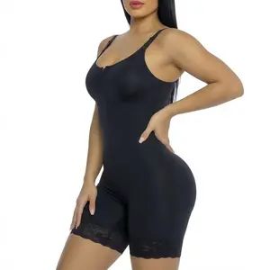 Women's Fajas Colombianas Shapewear Bodysuit Tummy Control Butt Lifter Compression Shaper with Detachable Shoulder Straps and Zipper Crotch