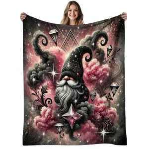1pc, Mystical Gnome, Flannel Blanket Soft, Warm, Fantasy Art Design Print, Suitable for Bedroom, Living Room, Office, AllSeason Use, Halloween | christmas | room decor | fall decorations for home, Warm Haven Textiles