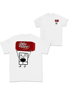 Doodlebob T-shirt Dr. Pepper Dr. Pepper Doodlebob Double Sided Printed Asexual Classic T-shirt for Men and Women Fashion Trend Loose Large Top Comfortable and Breathable Round Neck Pullover Short Sleeve Y2K