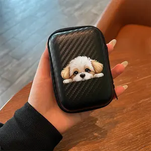 Soft Cute Dog Pattern Earphone Storage Box, Office & Travel Essential Eva Hard Shell Organizer, Durable Portable Accessories Holder