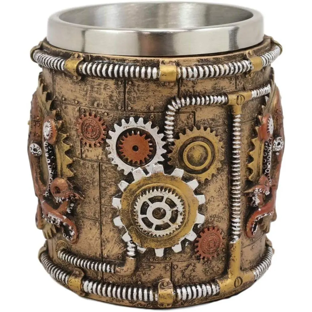 Ebros Steampunk Kraken Octopus Cyborg Drinking Mug Cup 6"W 14 Ounce Capacity