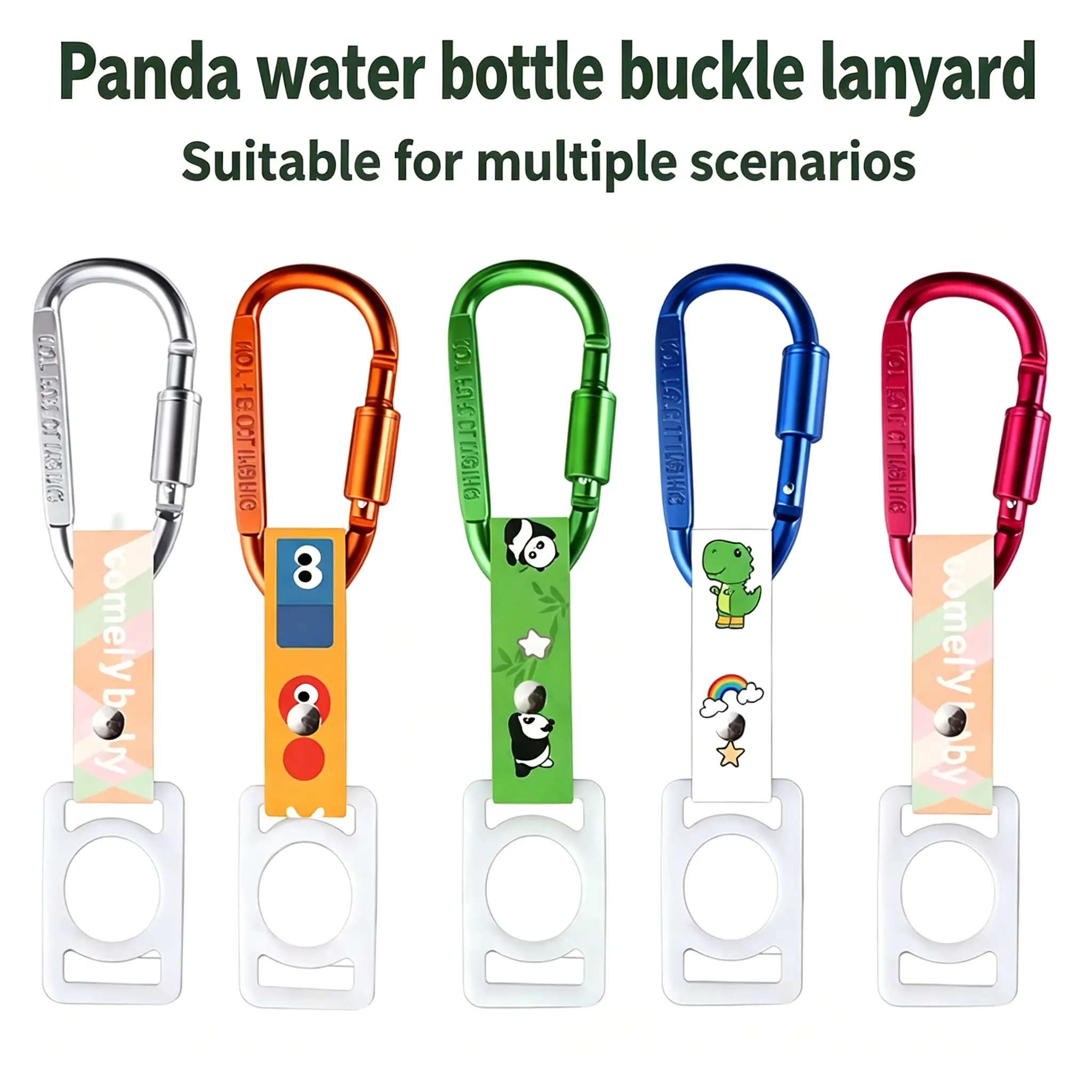 Cute Panda Water Bottle Buckle Lanyard Viral Cuptok Tumbler Carabiner Strap Multi-Scene Portable Cup Holder Clip Aesthetic Travel Outdoor Hiking Accessory For Stanley Owala Tumblers