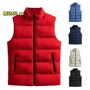Men��s Puffer Vest Solid Color Stand Collar Quilted Waistcoat Fall Winter Casual Outdoor Sleeveless Padded Jacket Coat