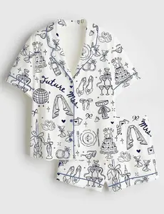 Future Mrs Bride To Be Gift In My Engaged Era Satin Pajama Set, Pajama Engagement Pajamas for Bride, Satin Pajama Set Short Sleeve Women