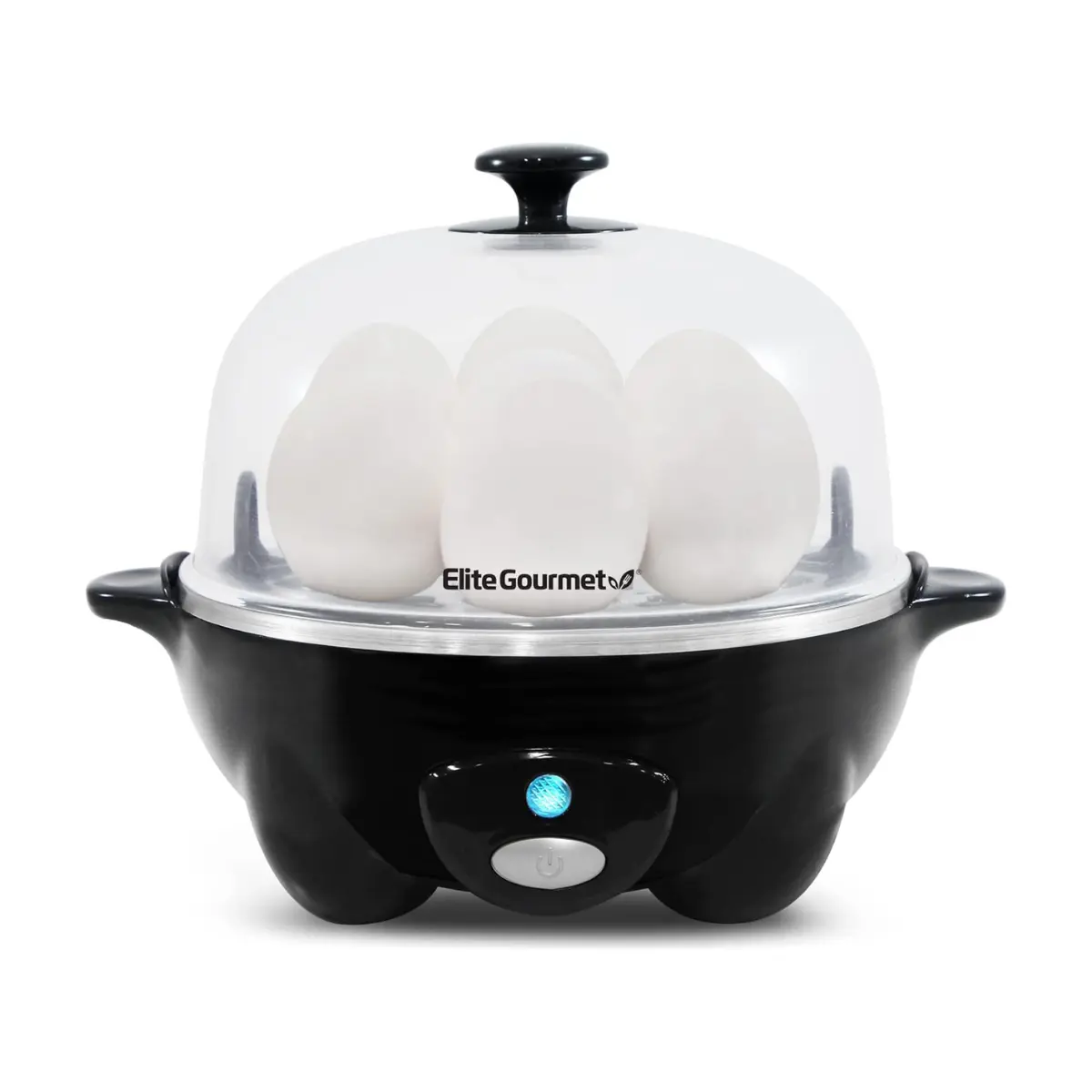 Elite Gourmet EGC-007B Rapid Egg Cooker - 7-Capacity Black Poacher/Omelet Maker, Auto Shut-Off, Alarm, 16-Recipe Booklet, Easy-to-Peel Boiled Options