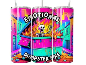 Emotional Dumpster Fire 20oz Tumbler with Slide Lid and Plastic Straw