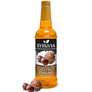 Syruvia Chestnut Praline Coffee Syrup - 25.4 fl oz. Premium Coffee Flavoring. Kosher, and Gluten-Free. Perfect for Drinks, Sodas, Shakes & Desserts