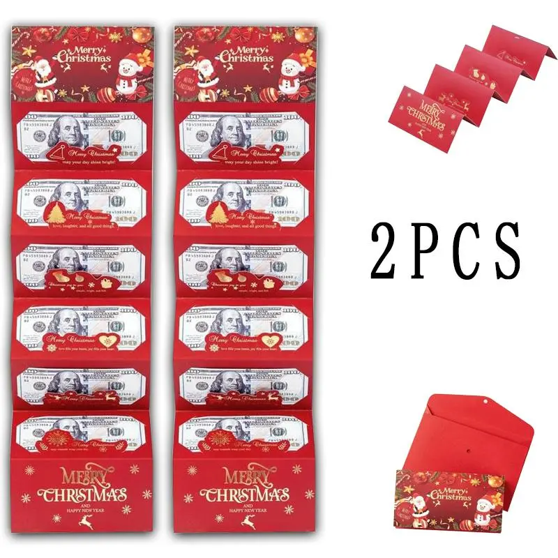 Christmas Cash Gift Envelope Set, Creative Cash Gift Wallet, Fantasy‑Theme Cartoon Greeting Card & Surprise Money Clip, Unique Holiday Cash Present Accessories for Men & Women #ChristmasVibes