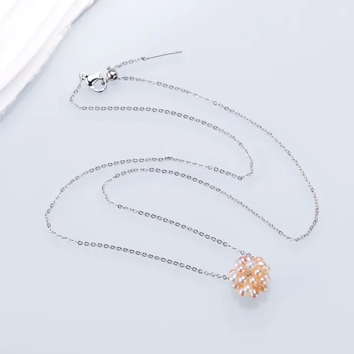 Unisex Freshwater Hydrangea Pendant Chain, Casual Wear Pearl Jewelry, Slogan Pearl Necklaces & Pendants, DSDZ106Q