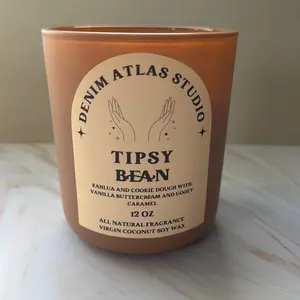 Denim Atlas Studio Tipsy Bean Candle 12 oz All Natural Kahlua & Cookie Dough with Vanilla Buttercream & Gooey Caramel Vegan Cruelty-Free