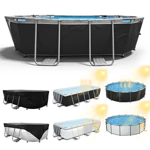 SIHAIAN Pool Side Cover, Black & Silver Double-Sided Pool Cover, Heat Absorbing & UV Reflecting Side Protector, Solar Pool Cover to Reduce Heat Loss, Extend Pool Life, Privacy Protection