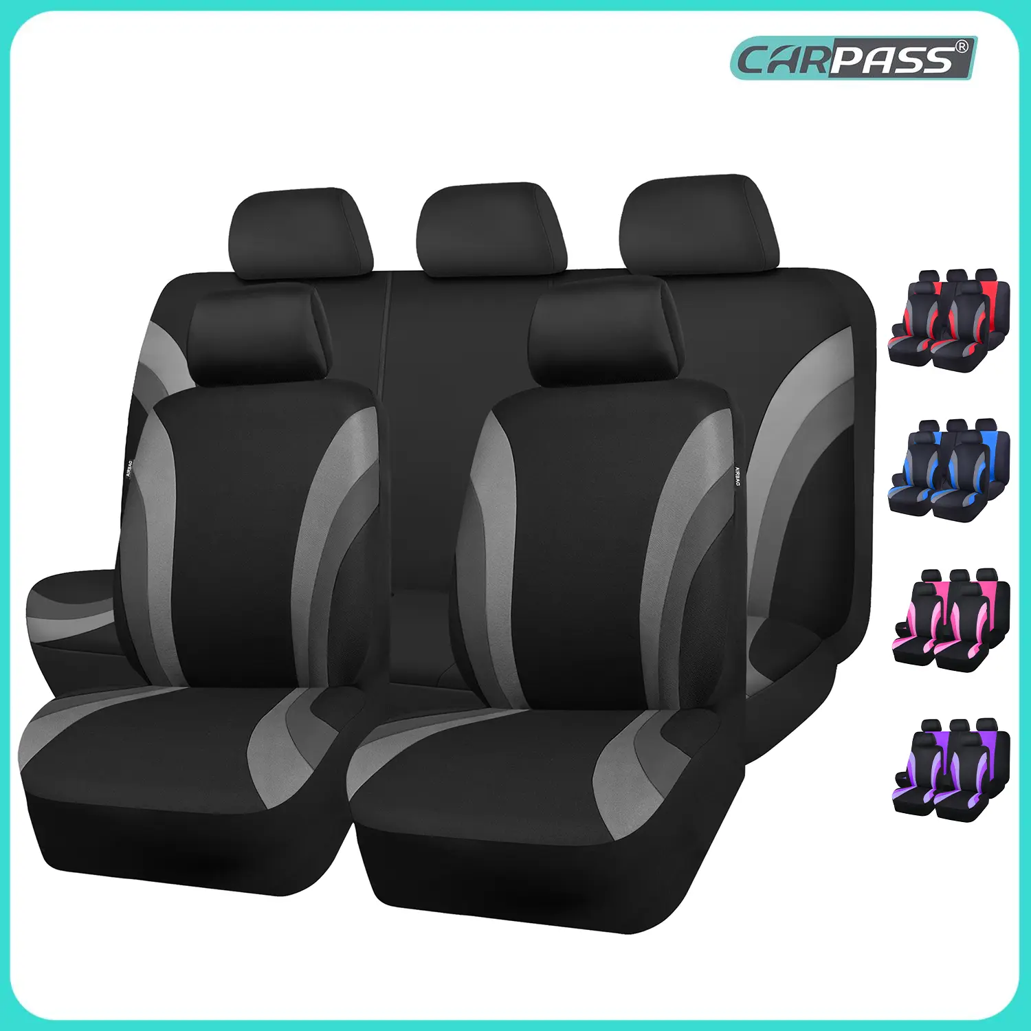 CAR PASS Breathable Sporty Front Seat Covers, Comfortable Car Seat Covers for Two Front Seats, Airbag Compatible, Universal Fit for Sedans, Cars, Vans, SUVs, Trucks