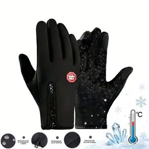 NEW Winter Warm Gloves for Men and Women Windproof Waterproof Touchscreen Enabled with Soft Fleece Inner Lining Resin Zipper for Work Cycling and Driving